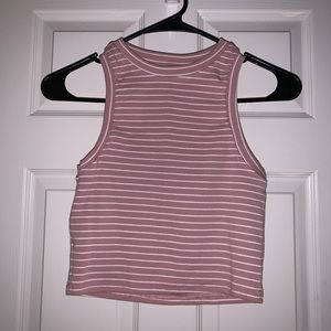 NWOT SMALL pink striped crop tank